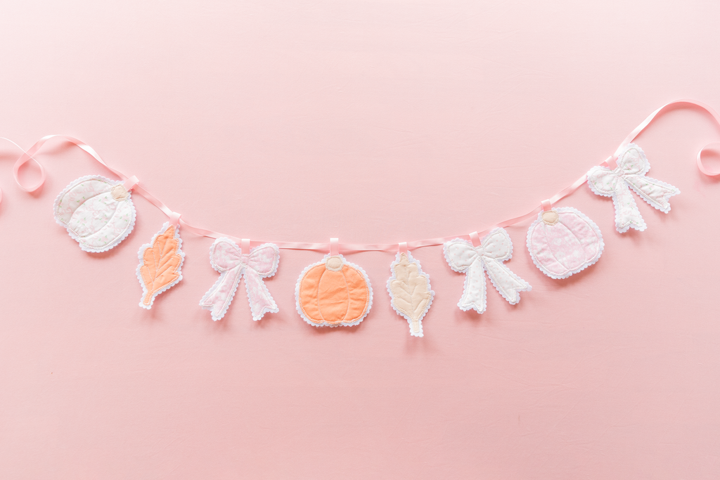 Pretty Pumpkin Patch Banner – Handmade Fabric Pumpkin & Bow Fall Garland