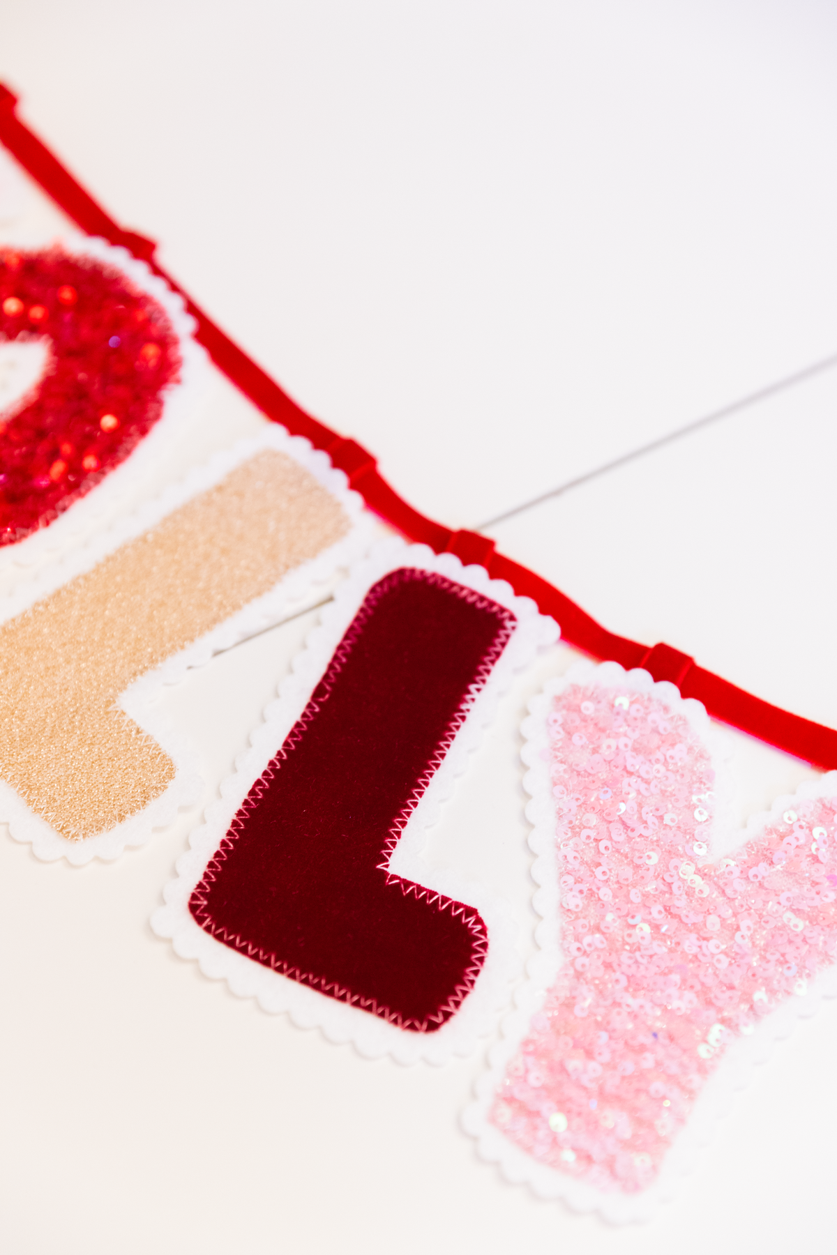Holly Jolly Christmas Fabric Banner | Handmade Pink & Red Holiday Garland