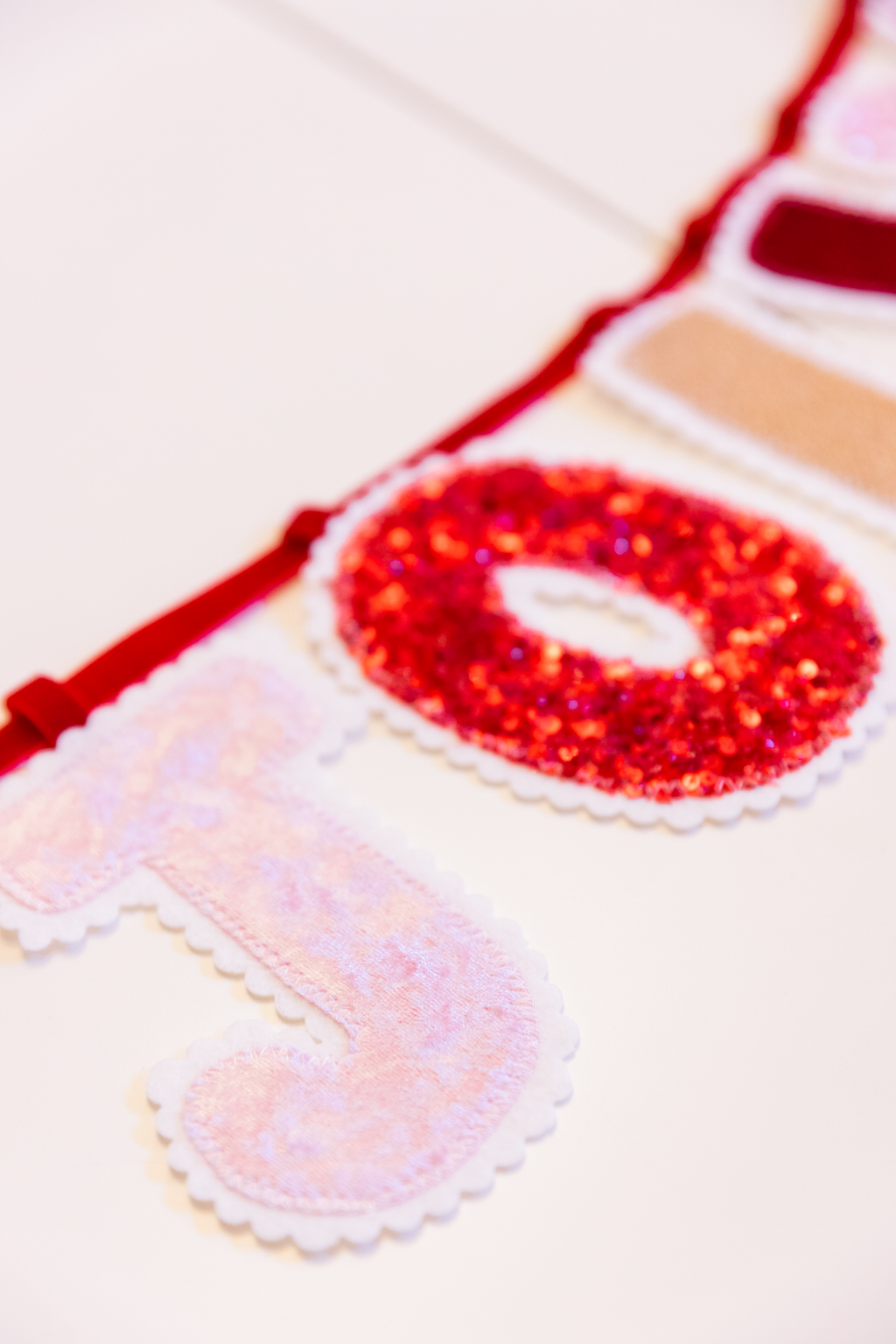 Holly Jolly Christmas Fabric Banner | Handmade Pink & Red Holiday Garland