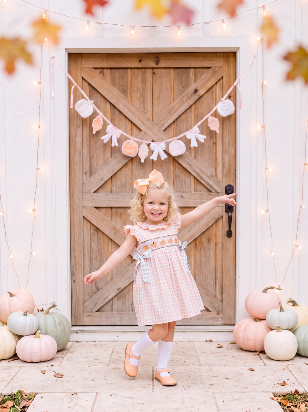 Pretty Pumpkin Patch Banner – Handmade Fabric Pumpkin & Bow Fall Garland
