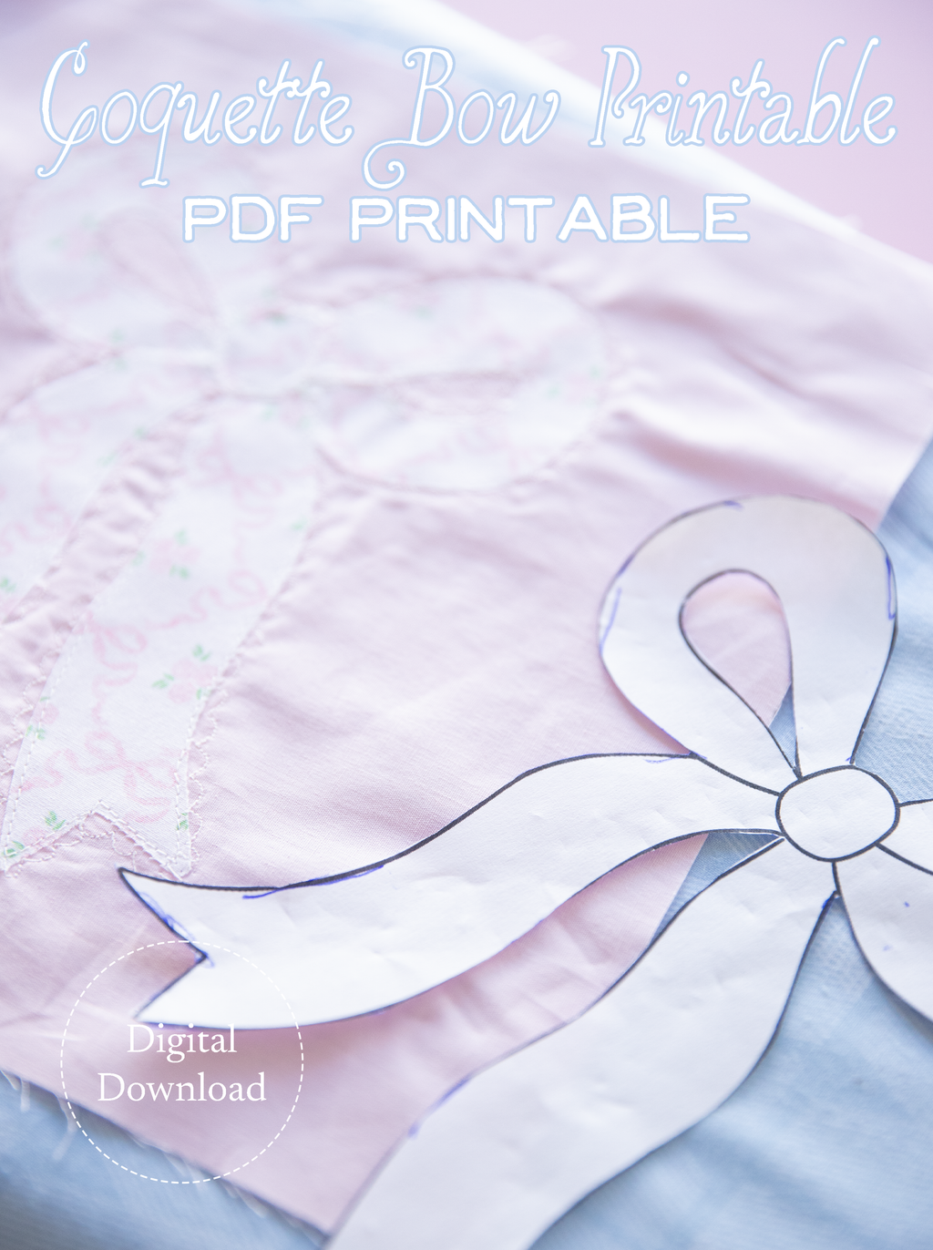 Coquette Bow Printable Appliqué Template | PDF Digital Download