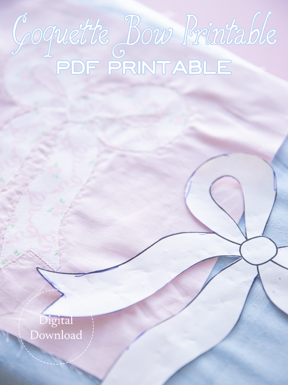 Coquette Bow Printable Appliqué Template | PDF Digital Download