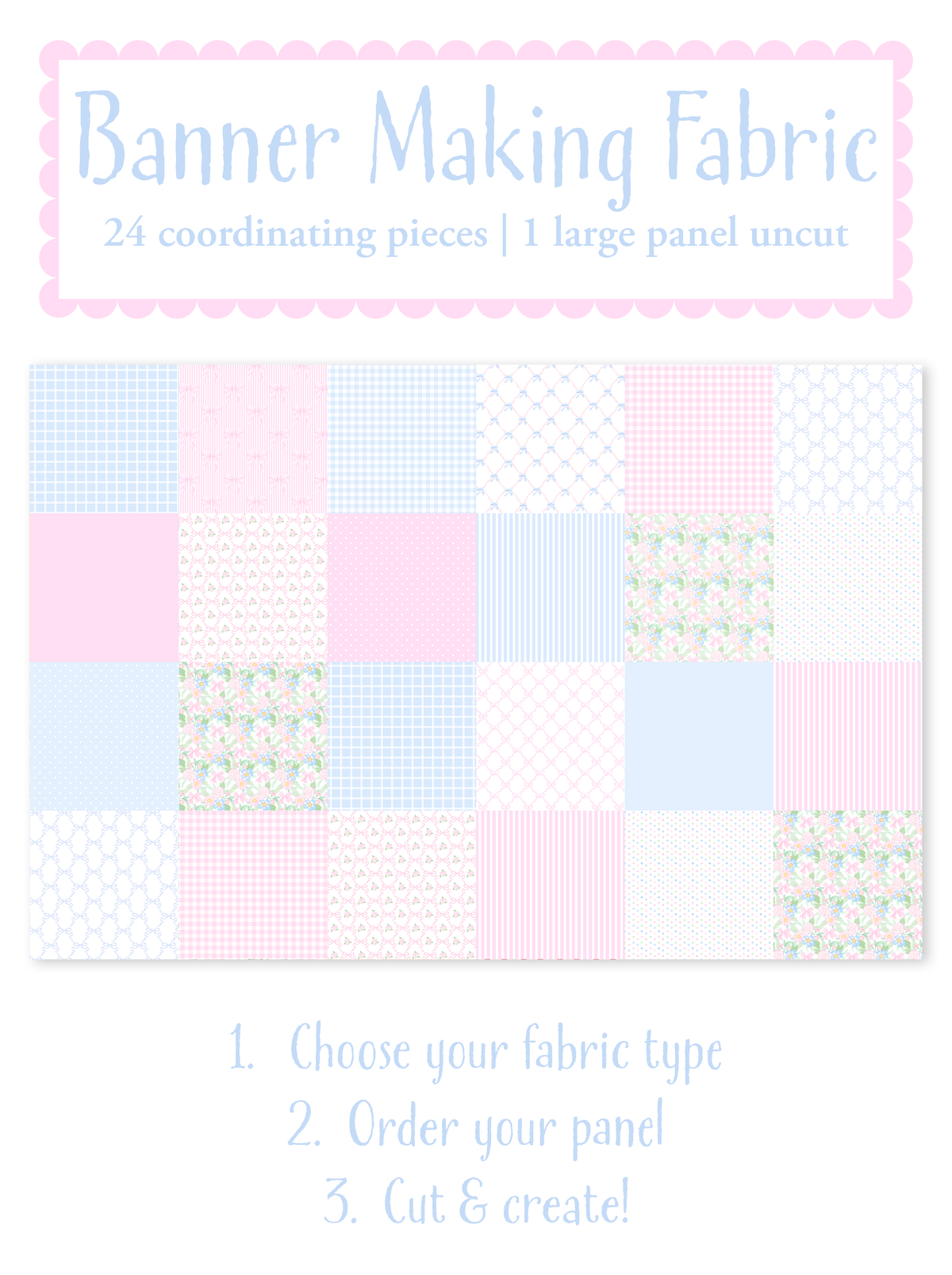 Sugarplum Garden | Banner Maker Fabric Panel – 24 Coordinating Designs | DIY Fabric Letter Banners