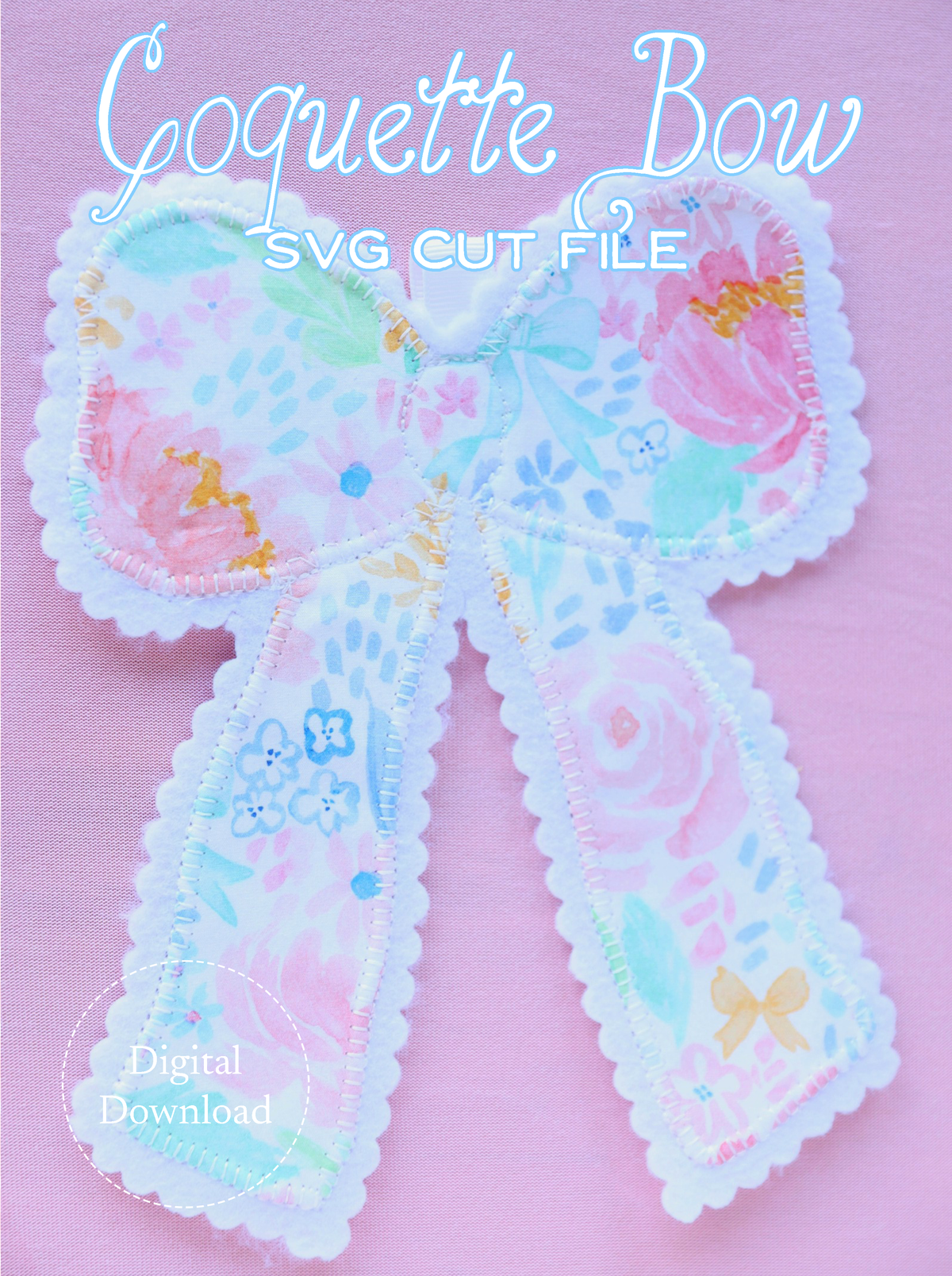 Coquette Bow Cut File for Raw-Edge Appliqué | Digital Download
